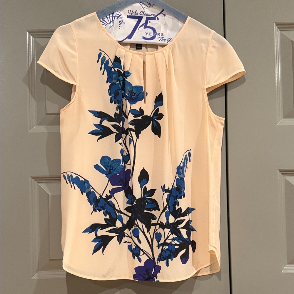 LAST CALL! J. Crew SilK Blush Pink and Blue/Navy Floral Blouse